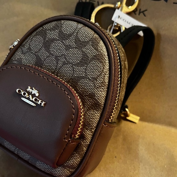 Coach Mini Court Backpack Bag Charm In Signature Canvas - Picture 4 of 4